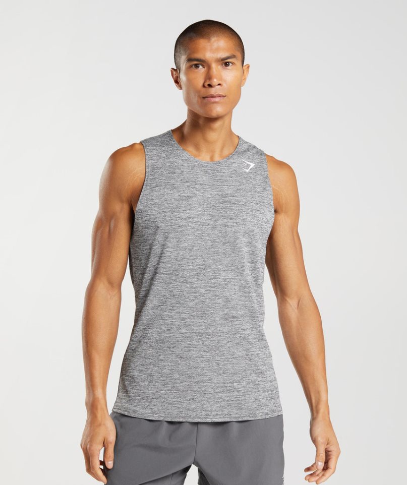 Men\'s Gymshark Arrival Slim Marl Tanks Grey | NZ 5CFGBA